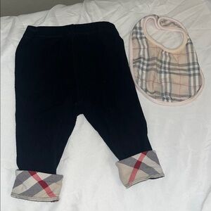 Burberry Black Baby Pants and Bib
